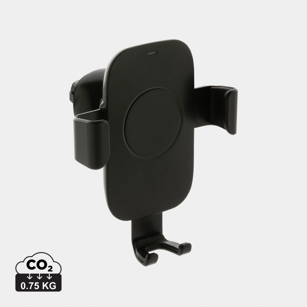 Logo trade corporate gifts picture of: RCS recycled plastic 10W wireless charging car holder