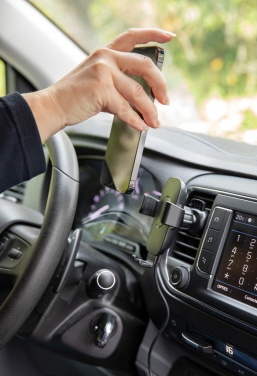 Logo trade advertising products image of: RCS recycled plastic 10W wireless charging car holder