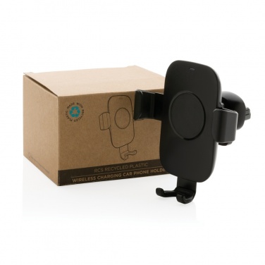 Logotrade promotional product image of: RCS recycled plastic 10W wireless charging car holder
