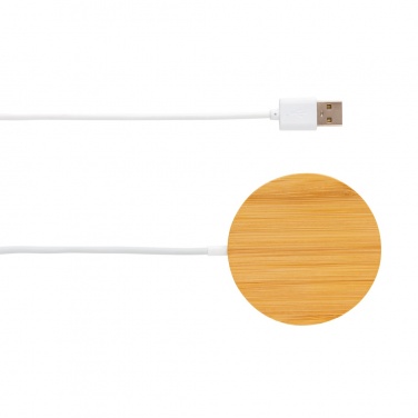 Logo trade corporate gifts picture of: 10W bamboo magnetic wireless charger