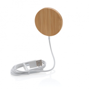 Logo trade corporate gift photo of: 10W bamboo magnetic wireless charger
