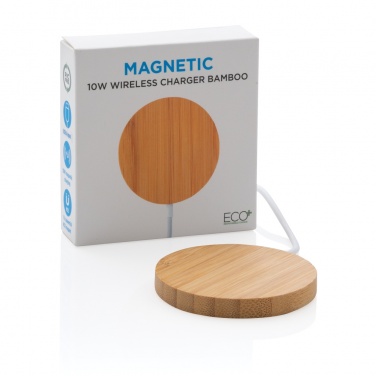 Logo trade promotional item photo of: 10W bamboo magnetic wireless charger