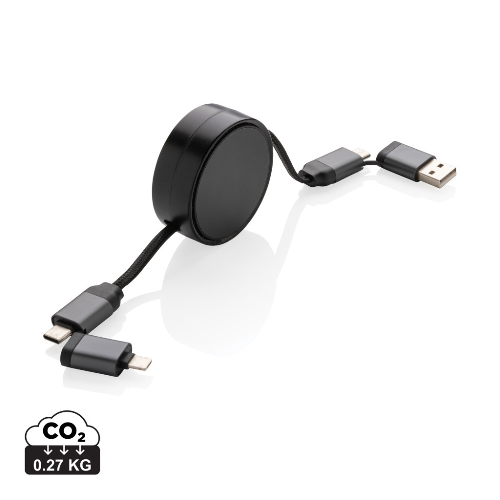 Logotrade promotional giveaway picture of: Terra RCS recycled aluminium retractable 6 in 1 cable