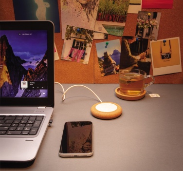 Logo trade corporate gifts image of: Cork and Wheat 5W wireless charger