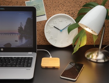 Logotrade business gifts photo of: Bamboo 5W wireless charger with USB