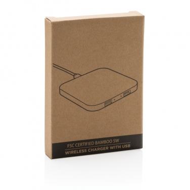 Logotrade advertising products photo of: Bamboo 5W wireless charger with USB