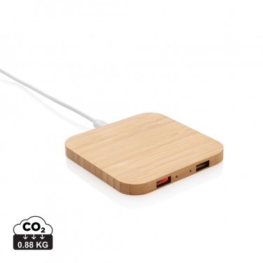 Logotrade advertising product picture of: Bamboo 5W wireless charger with USB