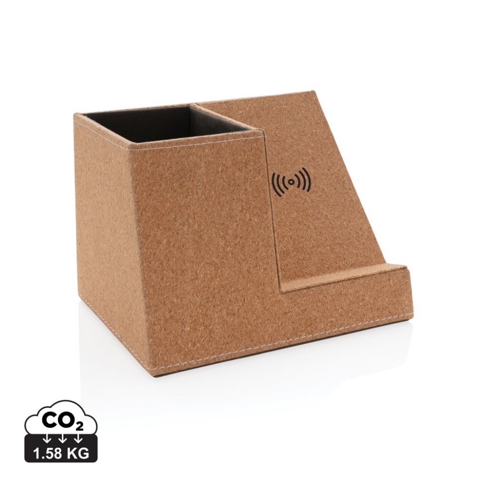 Logotrade promotional merchandise picture of: Cork pen holder and 5W wireless charger