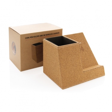 Logotrade promotional merchandise image of: Cork pen holder and 5W wireless charger