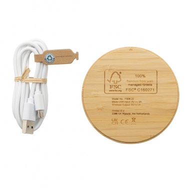 Logo trade advertising product photo of: Bamboo 5W round wireless charger