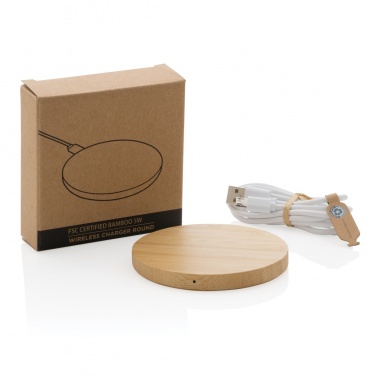 Logotrade promotional giveaways photo of: Bamboo 5W round wireless charger