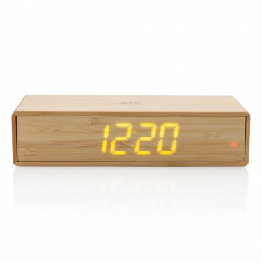 Logotrade promotional merchandise picture of: Bamboo alarm clock with 5W wireless charger