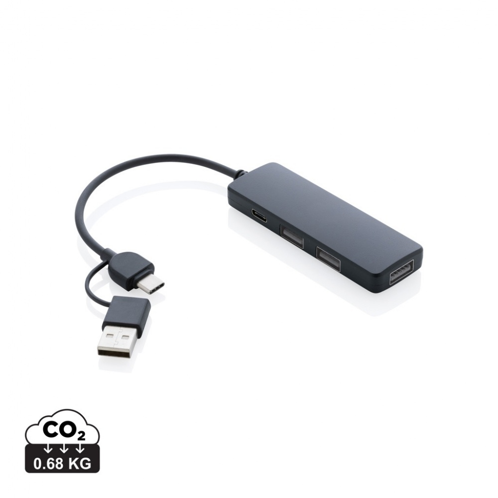 Logo trade promotional products image of: RCS recycled plastic USB hub with dual input