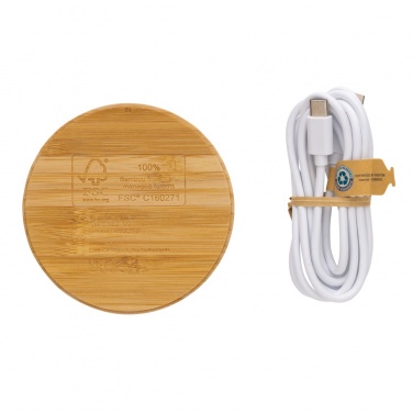 Logotrade promotional item picture of: Bamboo 15W wireless charger
