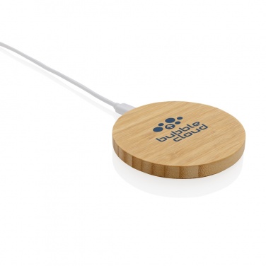 Logo trade promotional gifts picture of: Bamboo 15W wireless charger