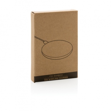 Logotrade promotional item image of: Bamboo 15W wireless charger