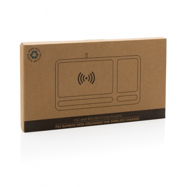 Logo trade promotional merchandise image of: Bamboo desk organiser 10W wireless charger