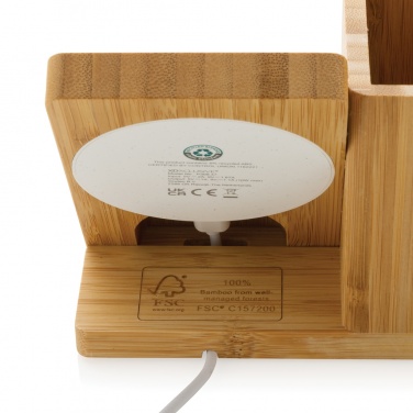 Logo trade promotional products picture of: Calgary bamboo 10W wireless charger