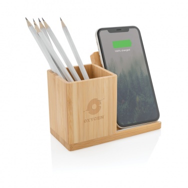Logo trade promotional items picture of: Calgary bamboo 10W wireless charger