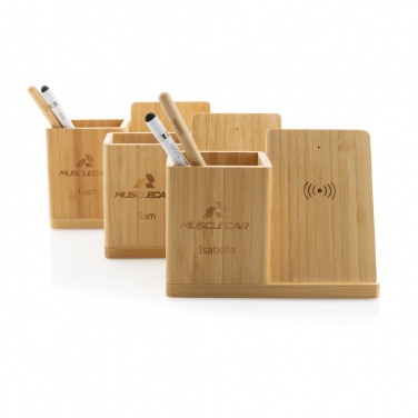 Logo trade promotional items picture of: Calgary bamboo 10W wireless charger