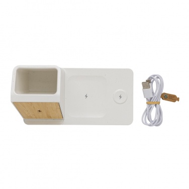 Logotrade advertising product image of: Ontario recycled plastic & bamboo 3-in-1 wireless charger