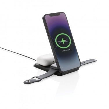 Logo trade promotional merchandise photo of: Swiss Peak RCS rPU 15W  3-in-1 magnetic wireless charger