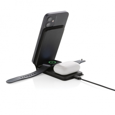 Logotrade promotional item picture of: Swiss Peak RCS rPU 15W  3-in-1 magnetic wireless charger