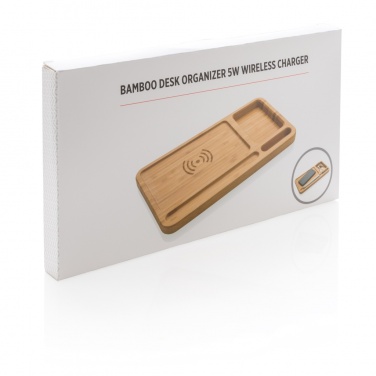 Logo trade business gift photo of: Bamboo desk organiser 5W wireless charger