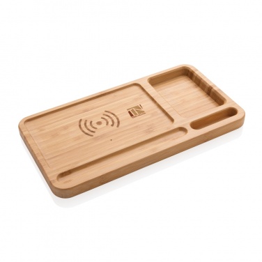 Logotrade promotional gift picture of: Bamboo desk organiser 5W wireless charger
