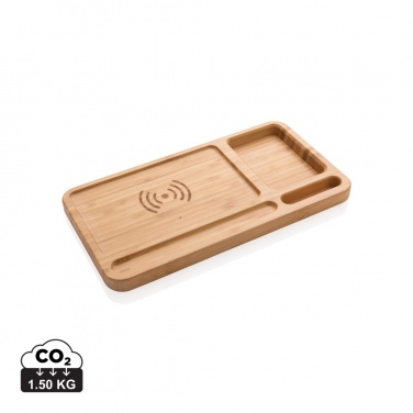 Logotrade promotional giveaway image of: Bamboo desk organiser 5W wireless charger