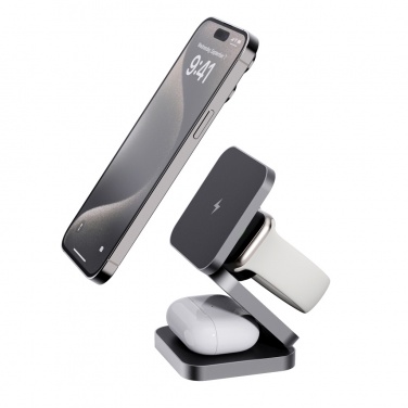 Logotrade promotional gift picture of: Terra RCS recycled aluminum foldable 3 in 1 15W charger
