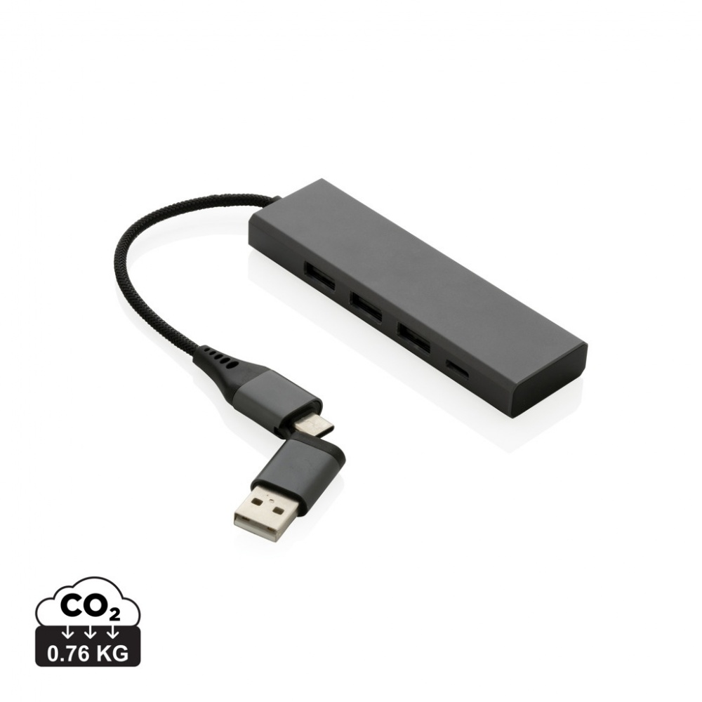 Logo trade promotional merchandise image of: Terra RCS recycled aluminium hub with 3 USB ports