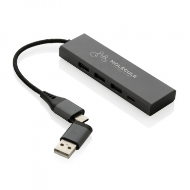 Logo trade promotional giveaways picture of: Terra RCS recycled aluminium hub with 3 USB ports