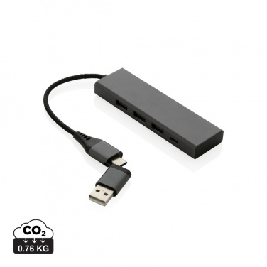 Logo trade promotional gifts picture of: Terra RCS recycled aluminium hub with 3 USB ports