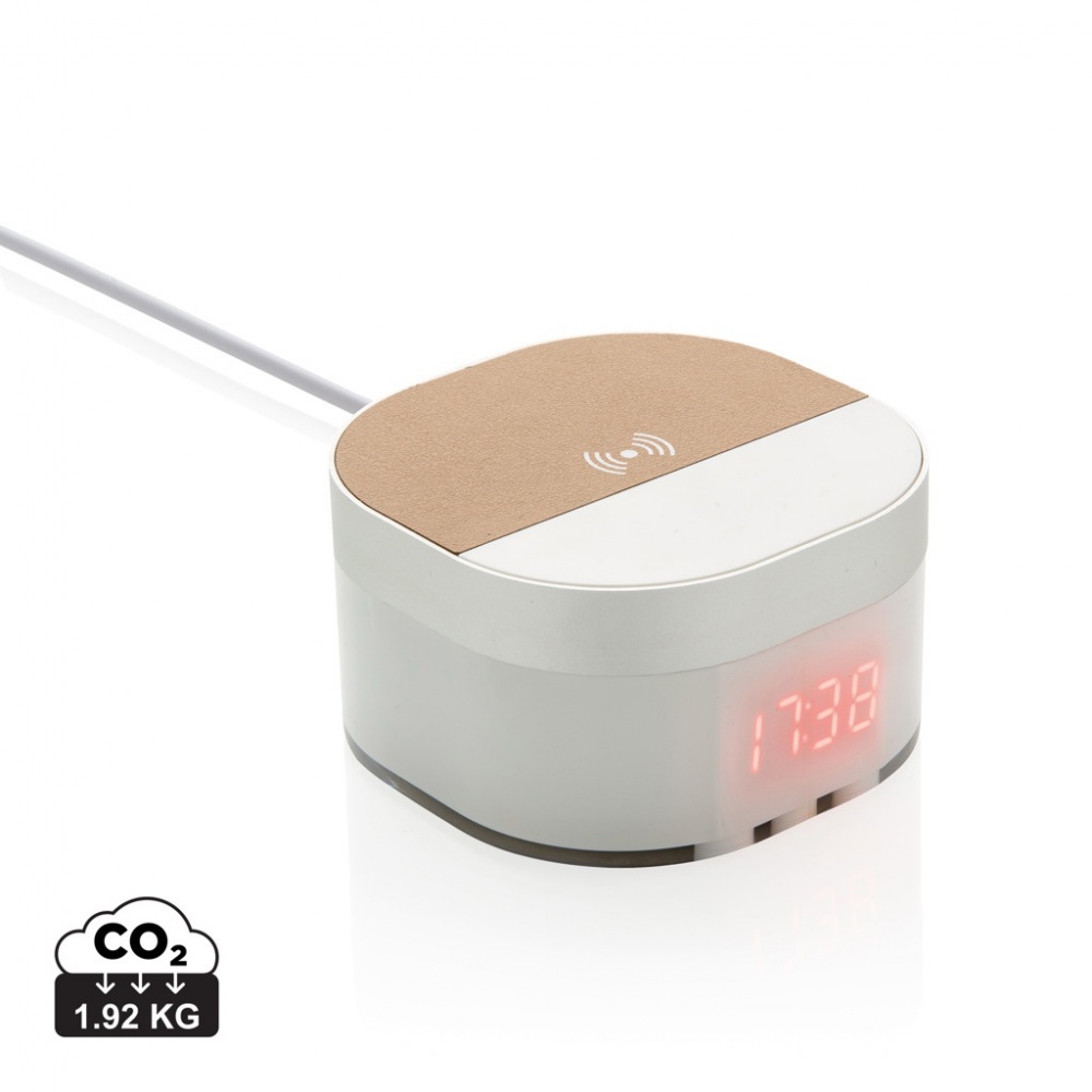Logo trade corporate gifts image of: Aria 5W Wireless Charging Digital Clock