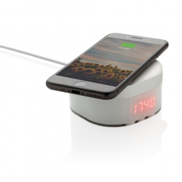 Logo trade promotional merchandise photo of: Aria 5W Wireless Charging Digital Clock