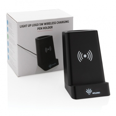 Logo trade promotional merchandise image of: Light up logo 5W wireless charging pen holder