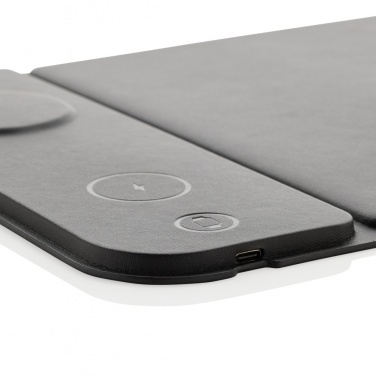 Logo trade business gift photo of: Swiss peak RCS recycled PU 15W 3 in 1 charging mousepad
