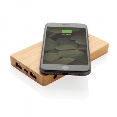 Logo trade advertising product photo of: Bamboo 4.000 mAh wireless 5W Powerbank