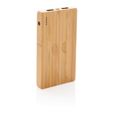 Logo trade promotional merchandise image of: Bamboo 4.000 mAh wireless 5W Powerbank