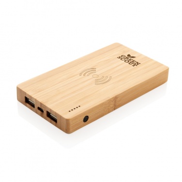 Logotrade promotional gift picture of: Bamboo 4.000 mAh wireless 5W Powerbank