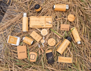 Logo trade promotional gift photo of: Bamboo 4.000 mAh wireless 5W Powerbank