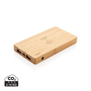 Logo trade promotional product photo of: Bamboo 4.000 mAh wireless 5W Powerbank