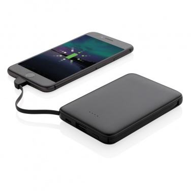 Logo trade promotional merchandise picture of: 5.000 mAh Pocket Powerbank with integrated cables