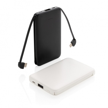 Logotrade advertising product picture of: 5.000 mAh Pocket Powerbank with integrated cables