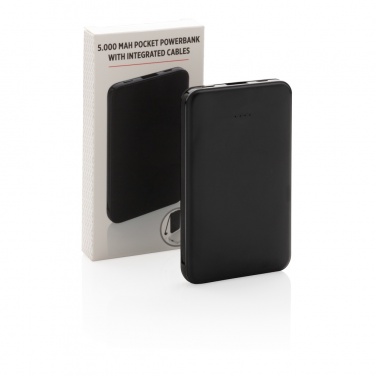 Logo trade promotional products picture of: 5.000 mAh Pocket Powerbank with integrated cables