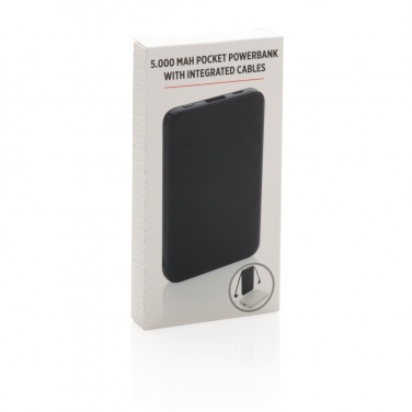 Logotrade promotional product picture of: 5.000 mAh Pocket Powerbank with integrated cables