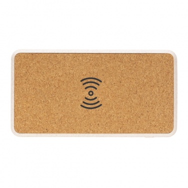Logo trade promotional merchandise picture of: Cork and Wheat Straw 8.000 mAh 5W wireless powerbank