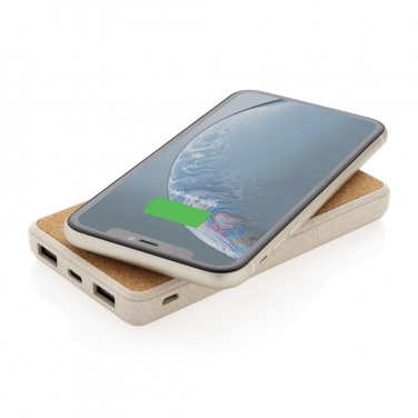 Logotrade promotional item picture of: Cork and Wheat Straw 8.000 mAh 5W wireless powerbank