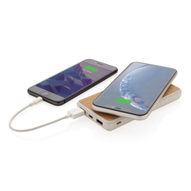Logotrade advertising product picture of: Cork and Wheat Straw 8.000 mAh 5W wireless powerbank